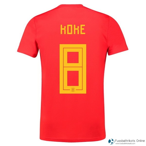Spanien Trikot Heim Koke 2018 Rote Fussballtrikots Günstig